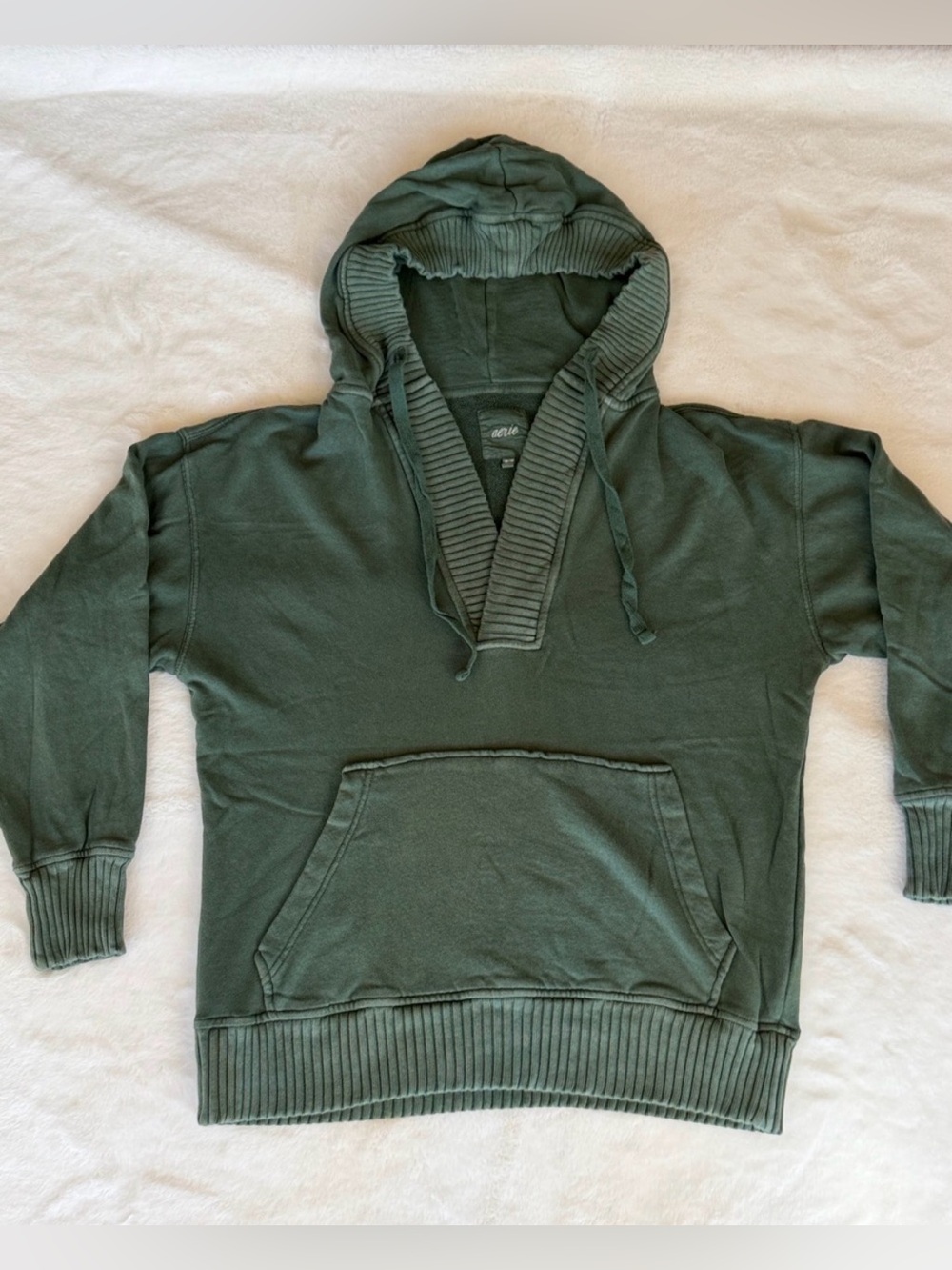 aerie Forest Green Hooded Pullover Sweatshirt